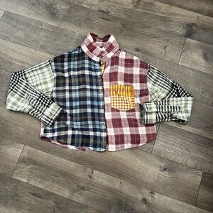 Multi-Colored Cropped Flannel
